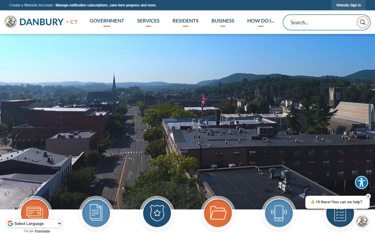 Danbury city website for online records requests