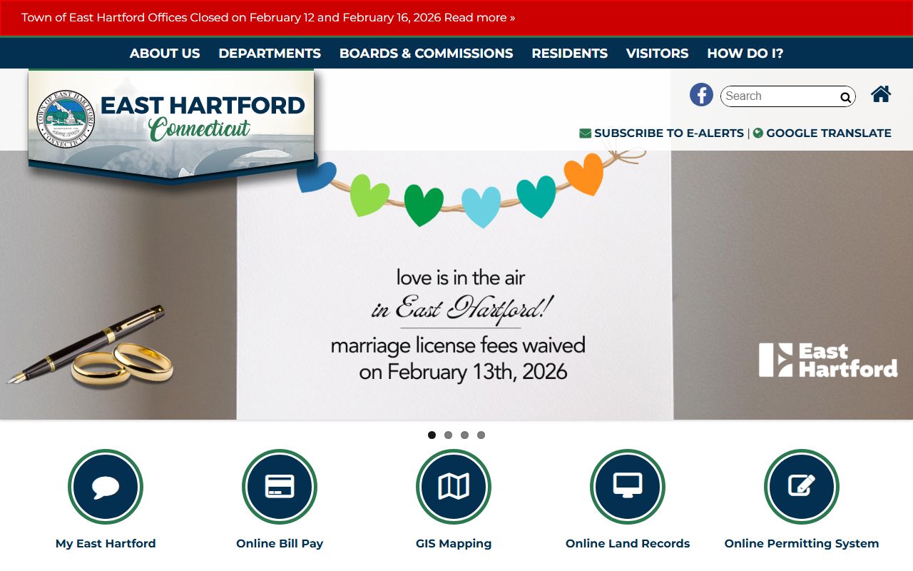 East Hartford town website with police department information