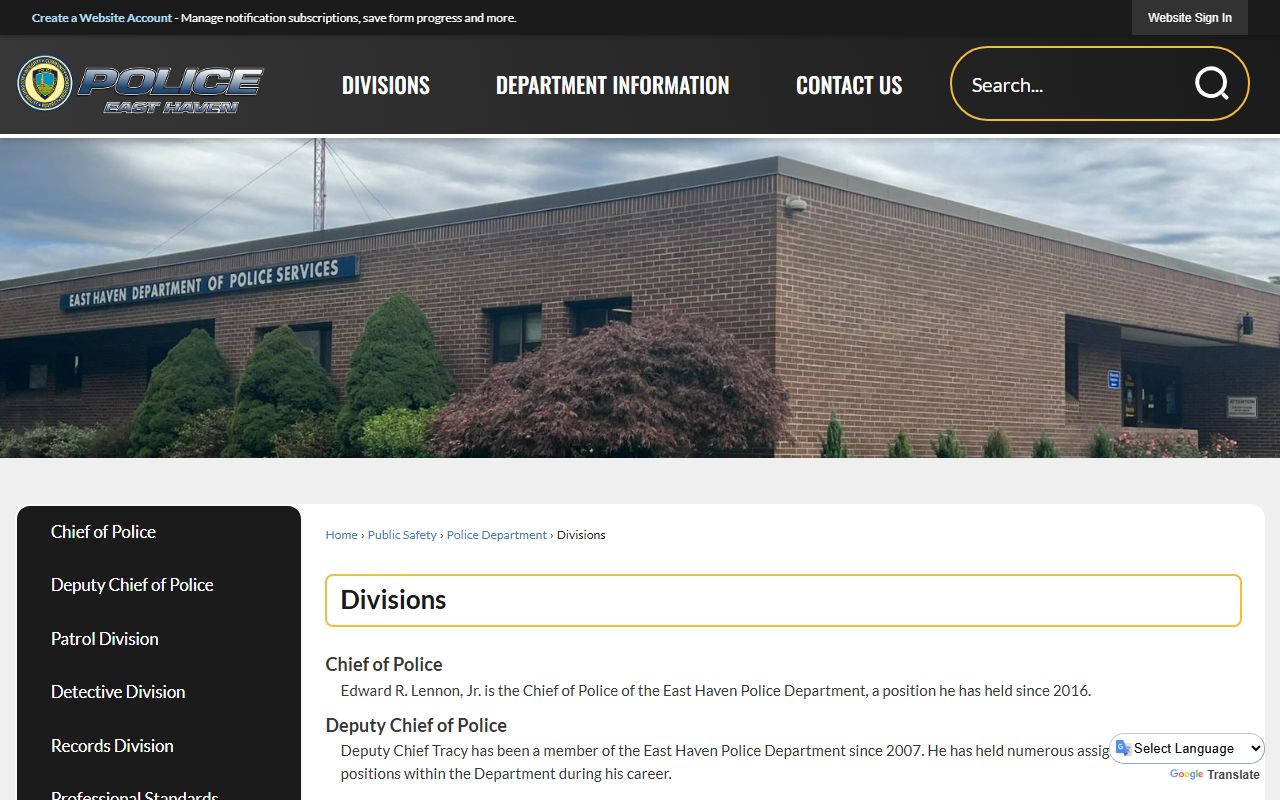 East Haven Police Department main building and entrance