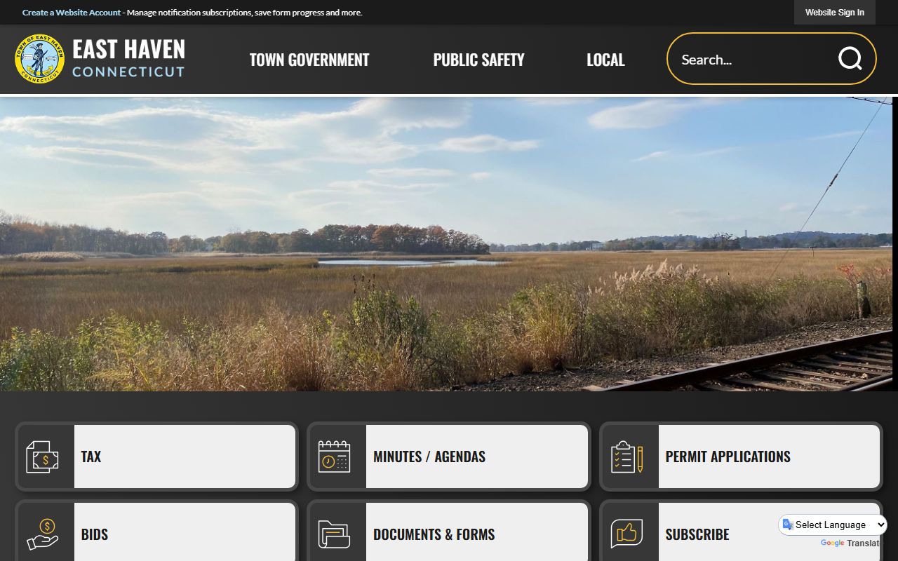 East Haven town website showing police department and records division information