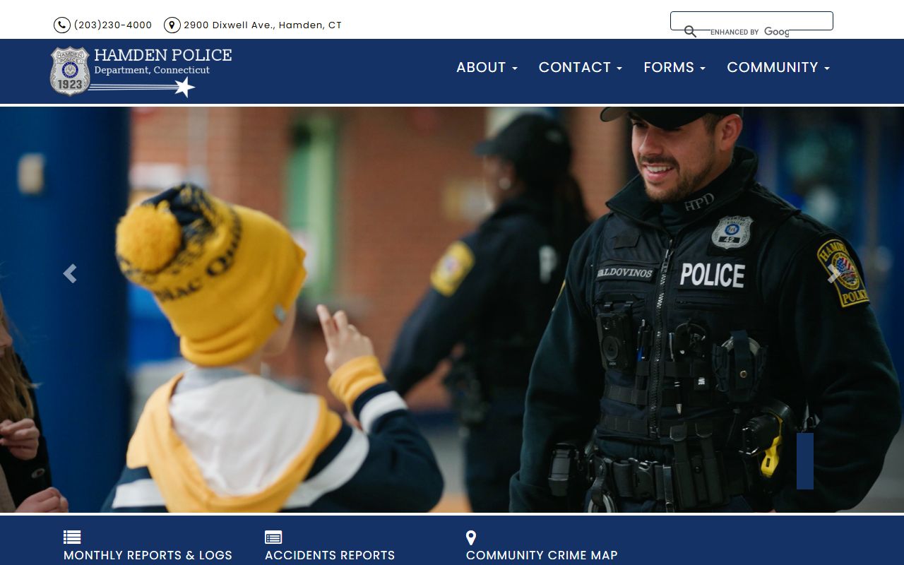 Hamden Police Department main building on Dixwell Avenue