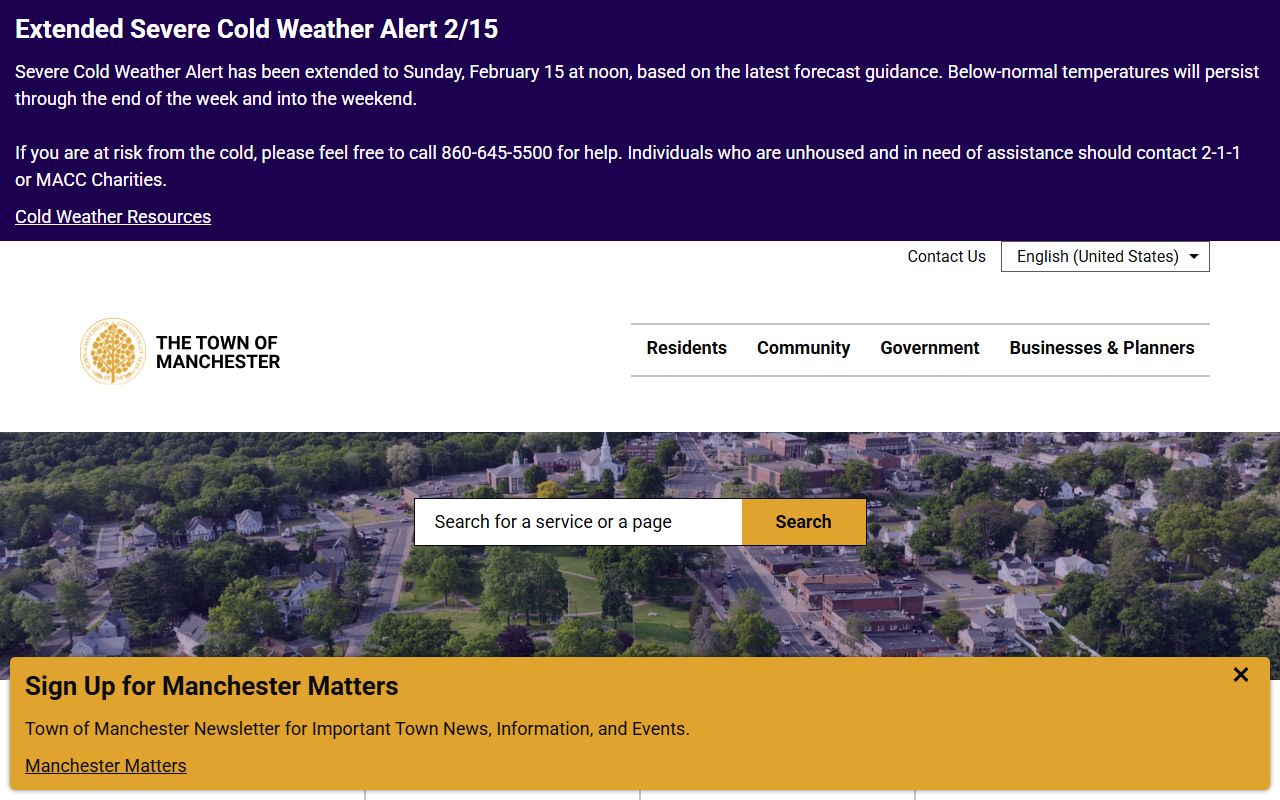 Manchester town website for police records