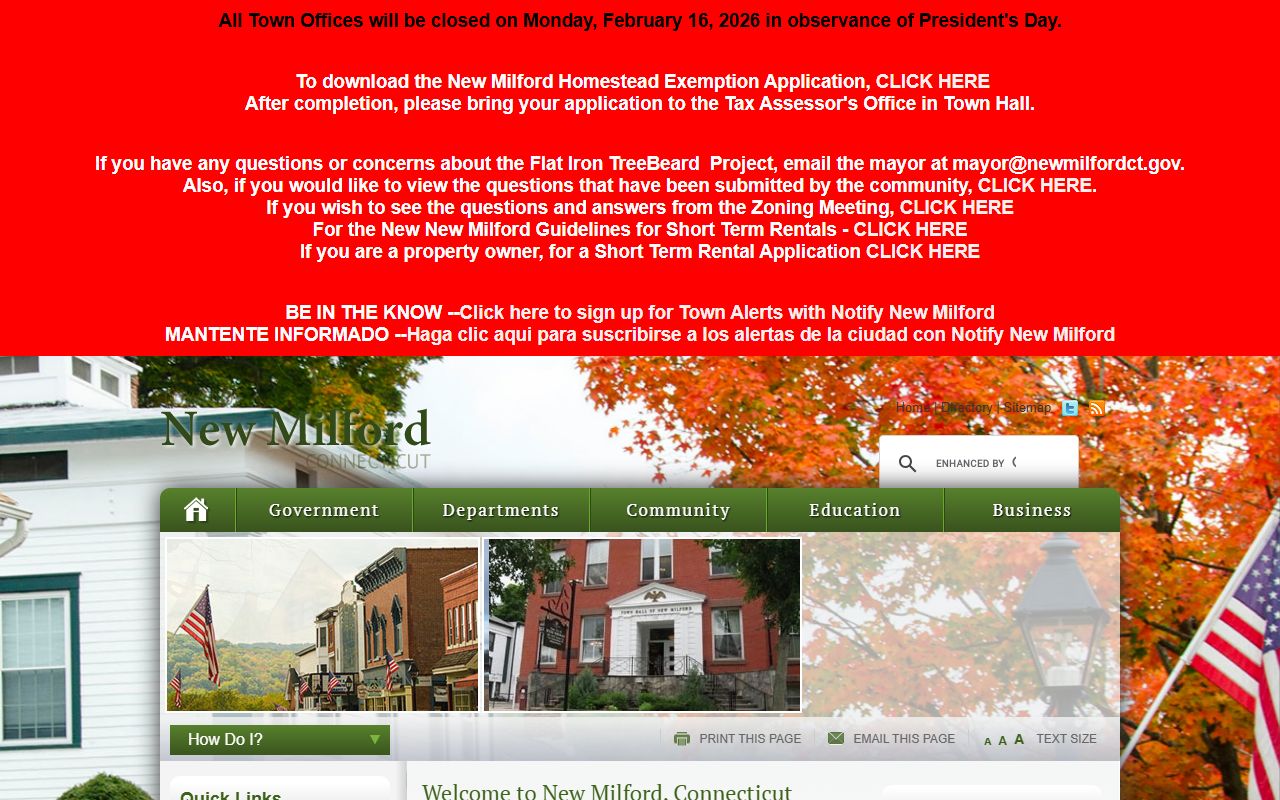 New Milford Town website for police records information