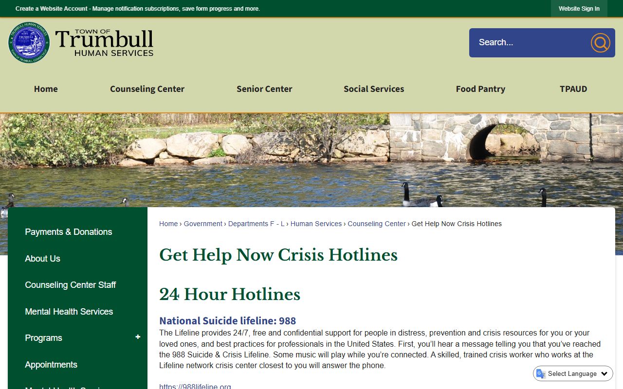 Trumbull Police Department building on Church Hill Road