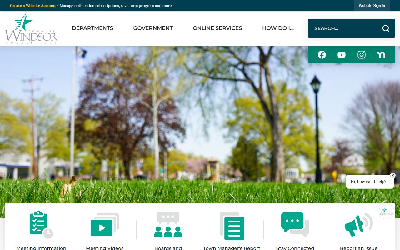 Windsor Town website for police department information