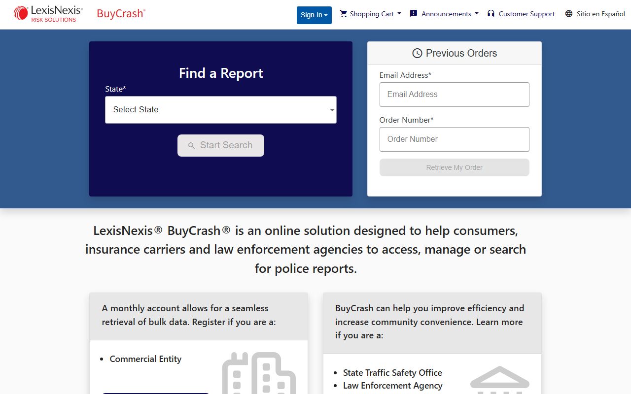 BuyCrash.com portal for purchasing Connecticut motor vehicle accident reports
